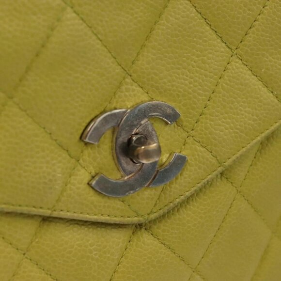 CHANEL Matelasse Chain Shoulder Bag Grained Calf Skin Green Gold CC Auth yk19052 - Picture 11 of 16